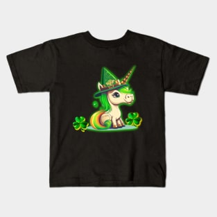 Cute and Funny St Patrick’s Day Unicorn Design Lepricorn Kids T-Shirt